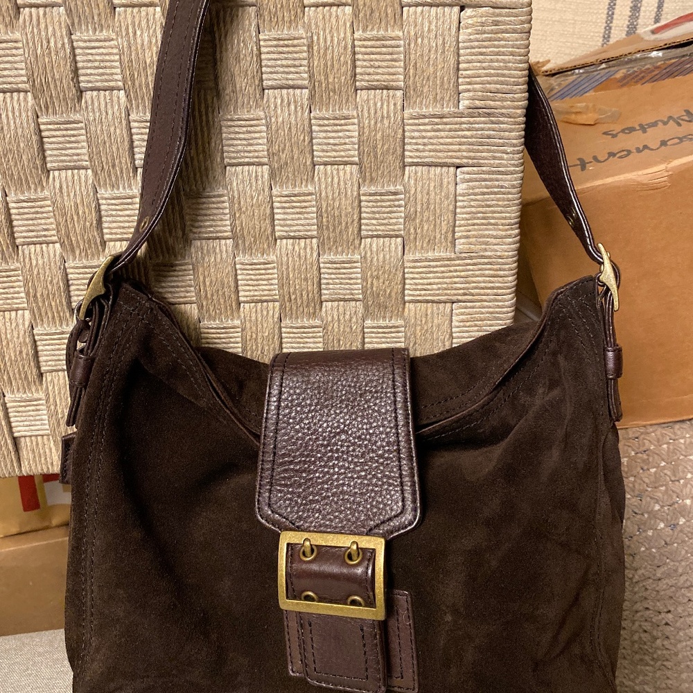 Brown suede banana republic purse
